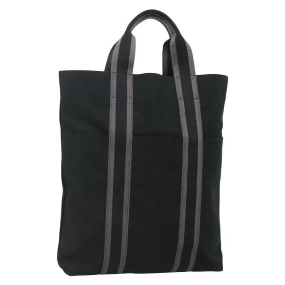 HERMES Fourre Tout Cabas Tote Bag Canvas Black Auth - Picture 1 of 16